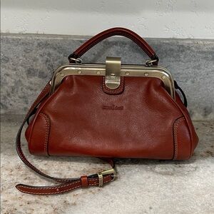 Gianni Conti Chestnut Leather Satchel with Gold Hardware